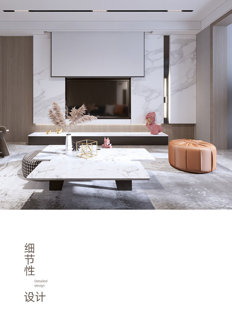 柏宝曼意式轻奢仿大理石板背景墙客厅护墙板极简全屋定制
