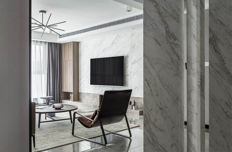 柏宝曼意式轻奢仿大理石板背景墙客厅护墙板极简全屋定制